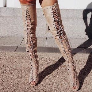 NUDE Lace-Up Boot Heels